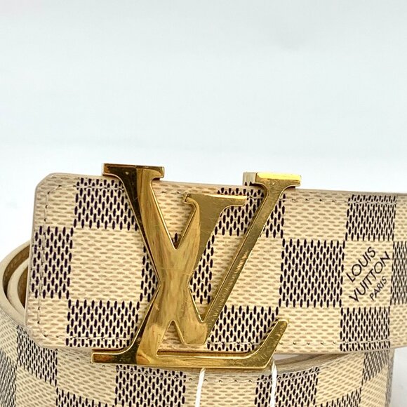 Louis Vuitton Color-Block Logo Buckle Checkered Pattern Leather Belt - Picture 2 of 9